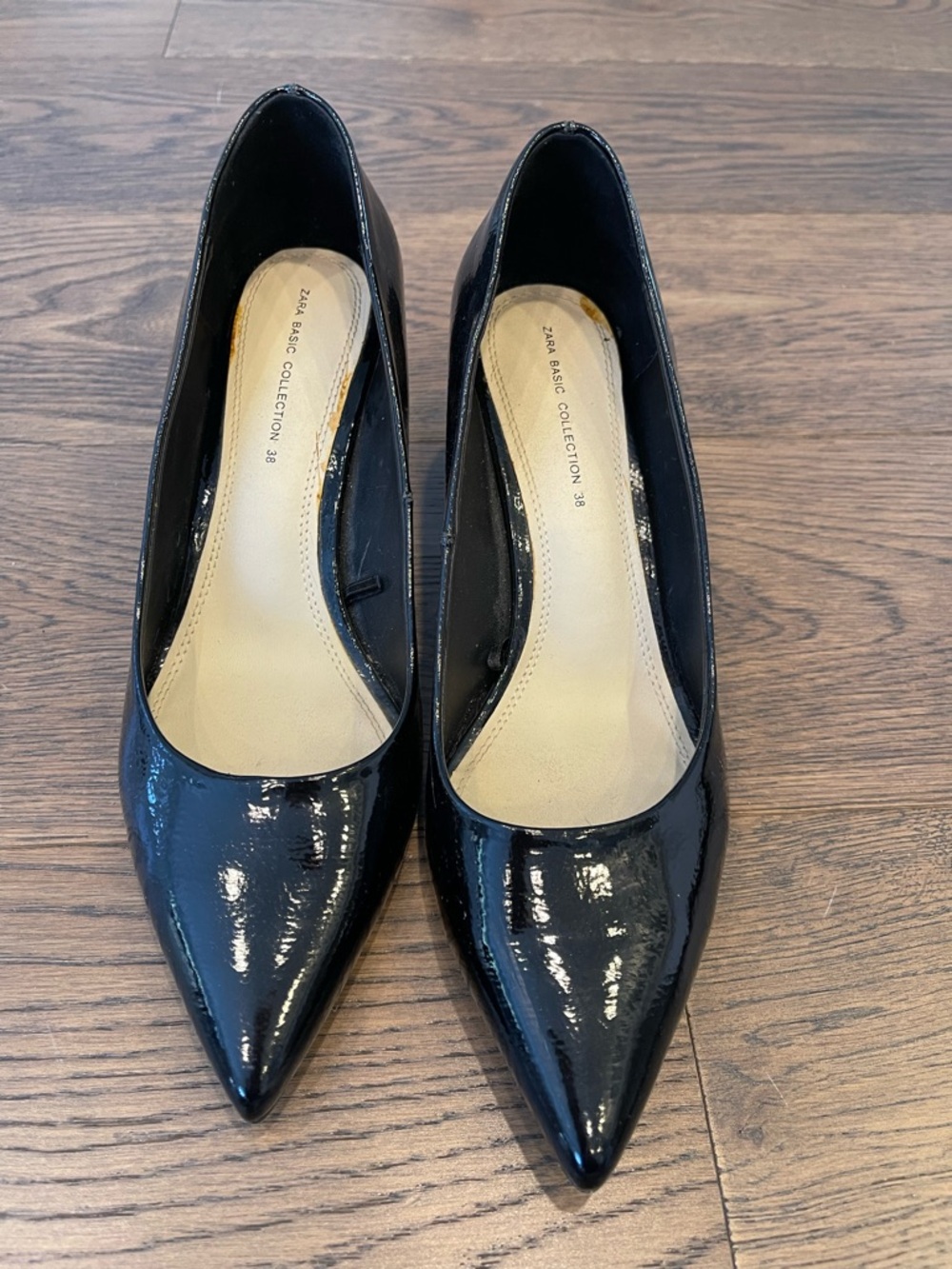 Zara Black Patent Rounded Heels 8 38